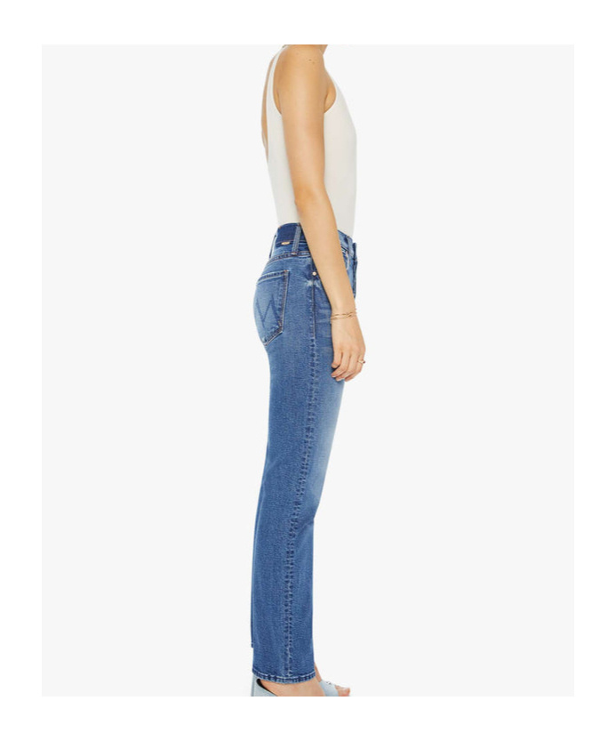 Mother High-waist Hiker Hover Across The Finnish Line Slim Straight Leg Jean In Blue