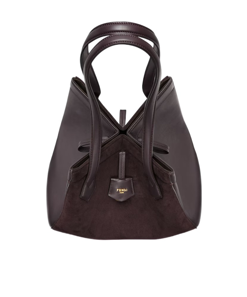 Shop Fendi Trasformable Dark Purple Suede And Leather Bag In Black