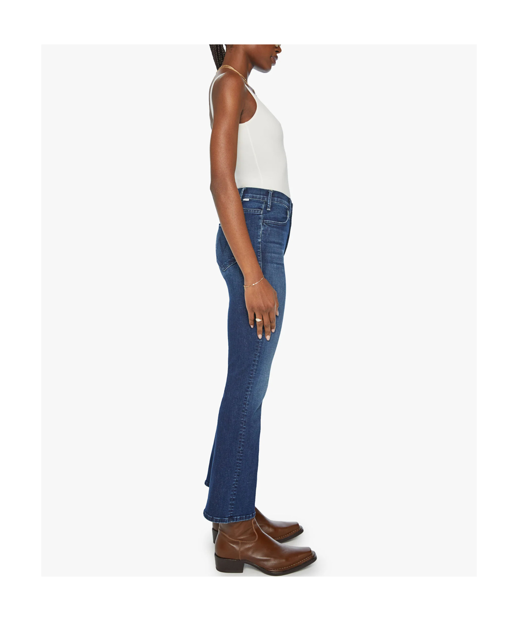 Mother Hustler Ankle Heirloom Jean In Dark-blue Wash In Blue