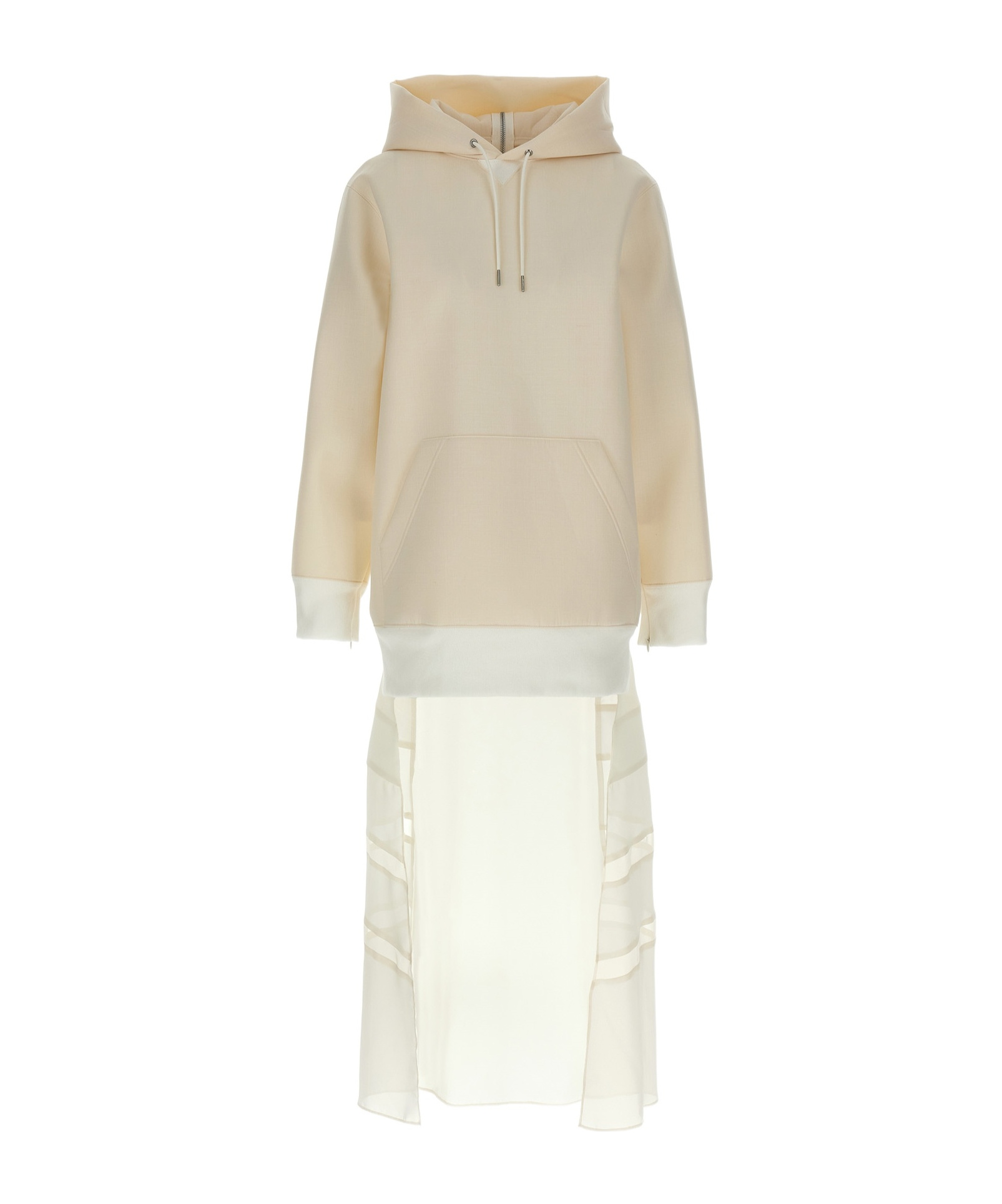 Sacai White Suiting Bonding Mix Dress In Nude