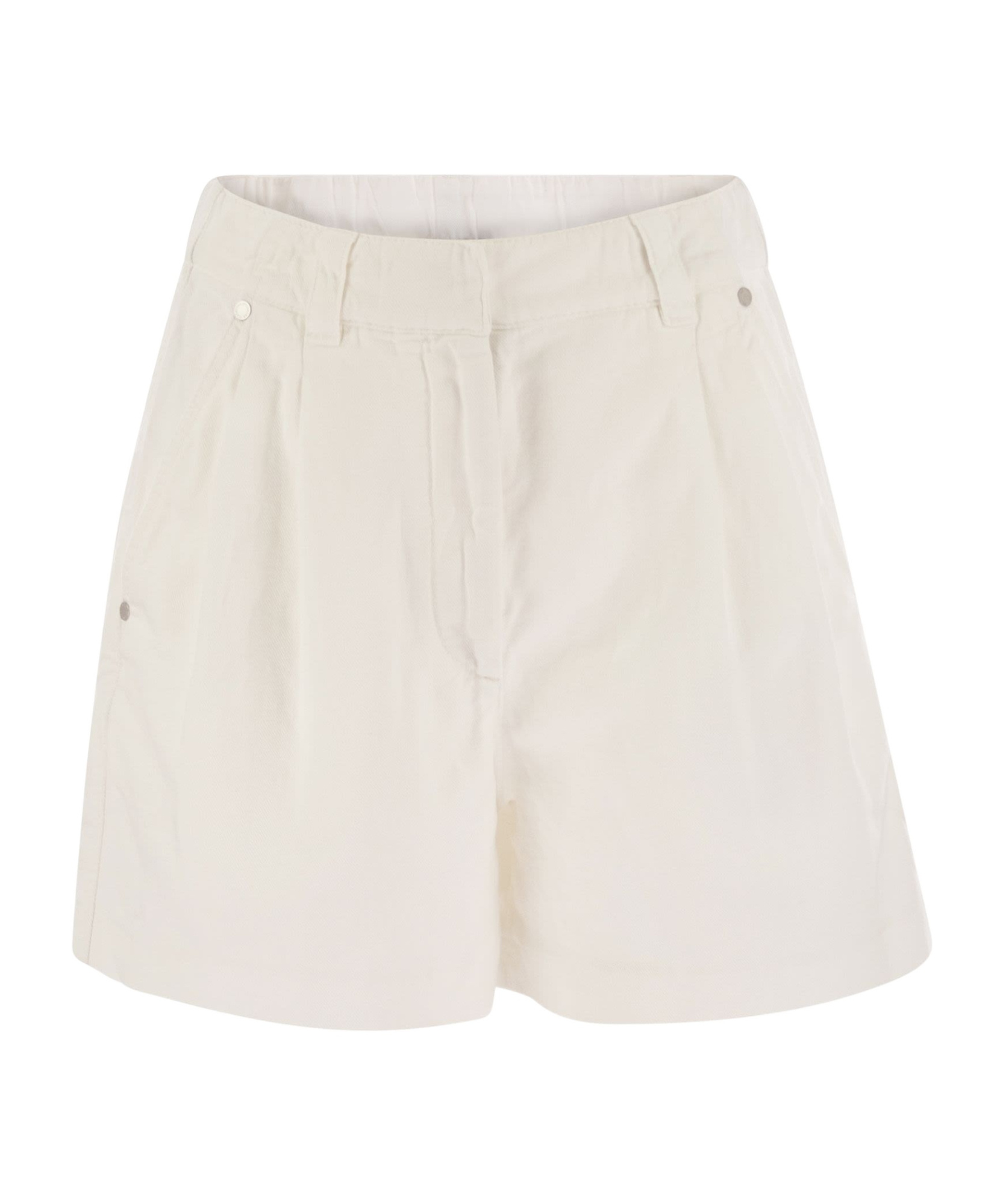 Shop Brunello Cucinelli Cotton-linen Shorts In White