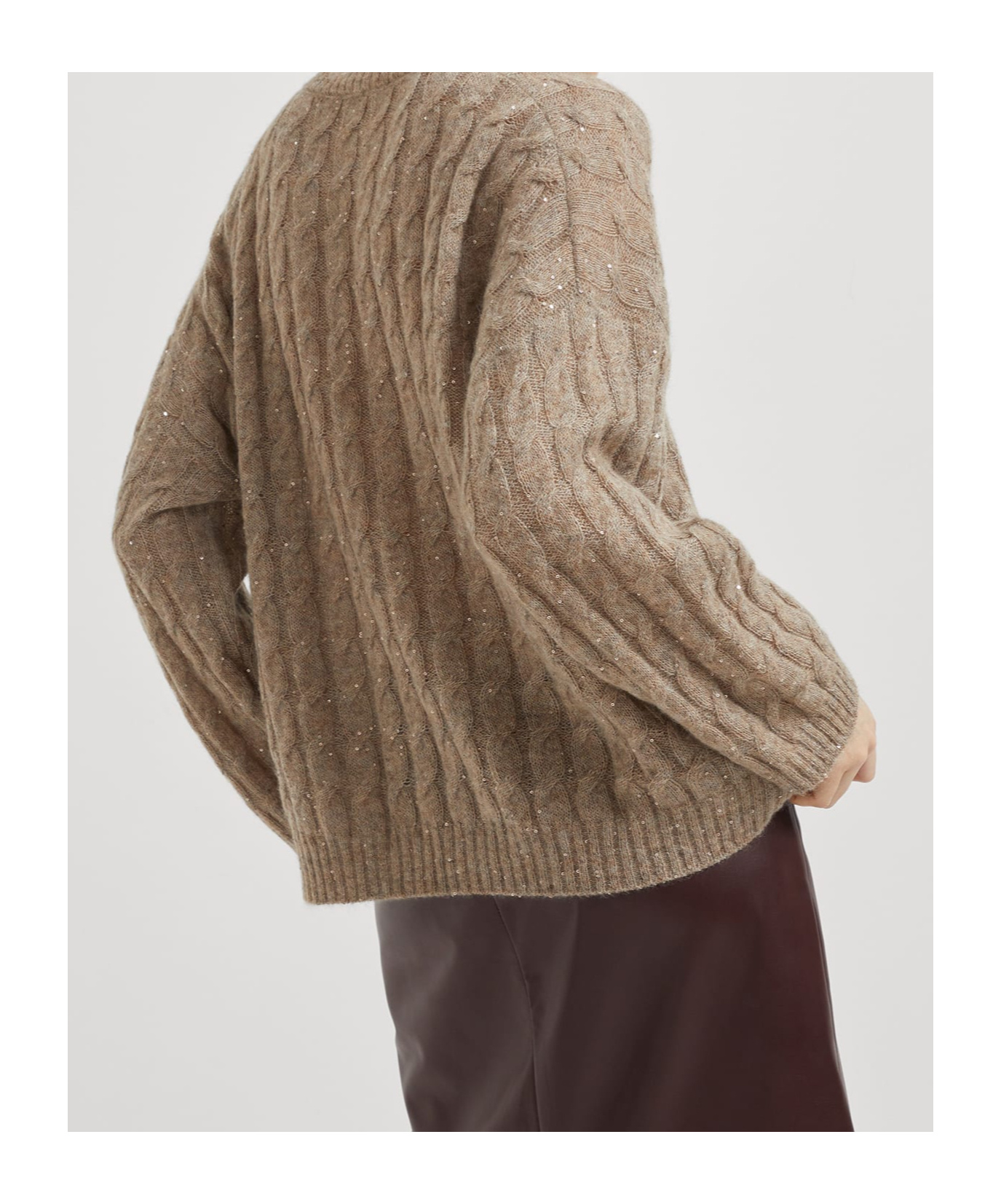 Brunello Cucinelli Wool Cable Knit Jumper In Brown