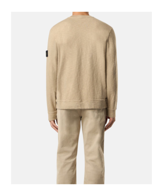 Stone Island Regular-fit Crewneck Sweatshirt With Side Inlays In Brown