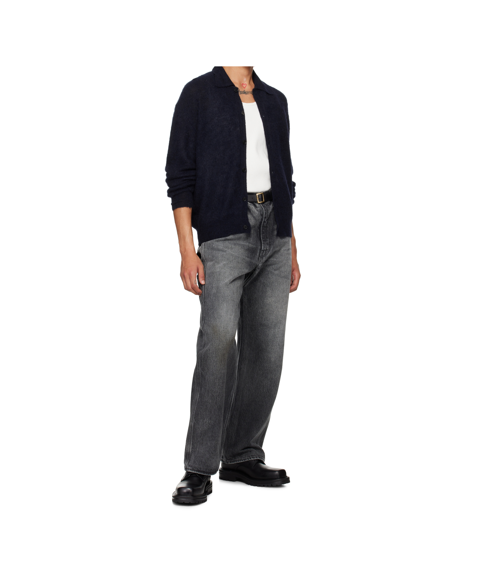 Auralee Denim Trousers With Belt Loops In Black