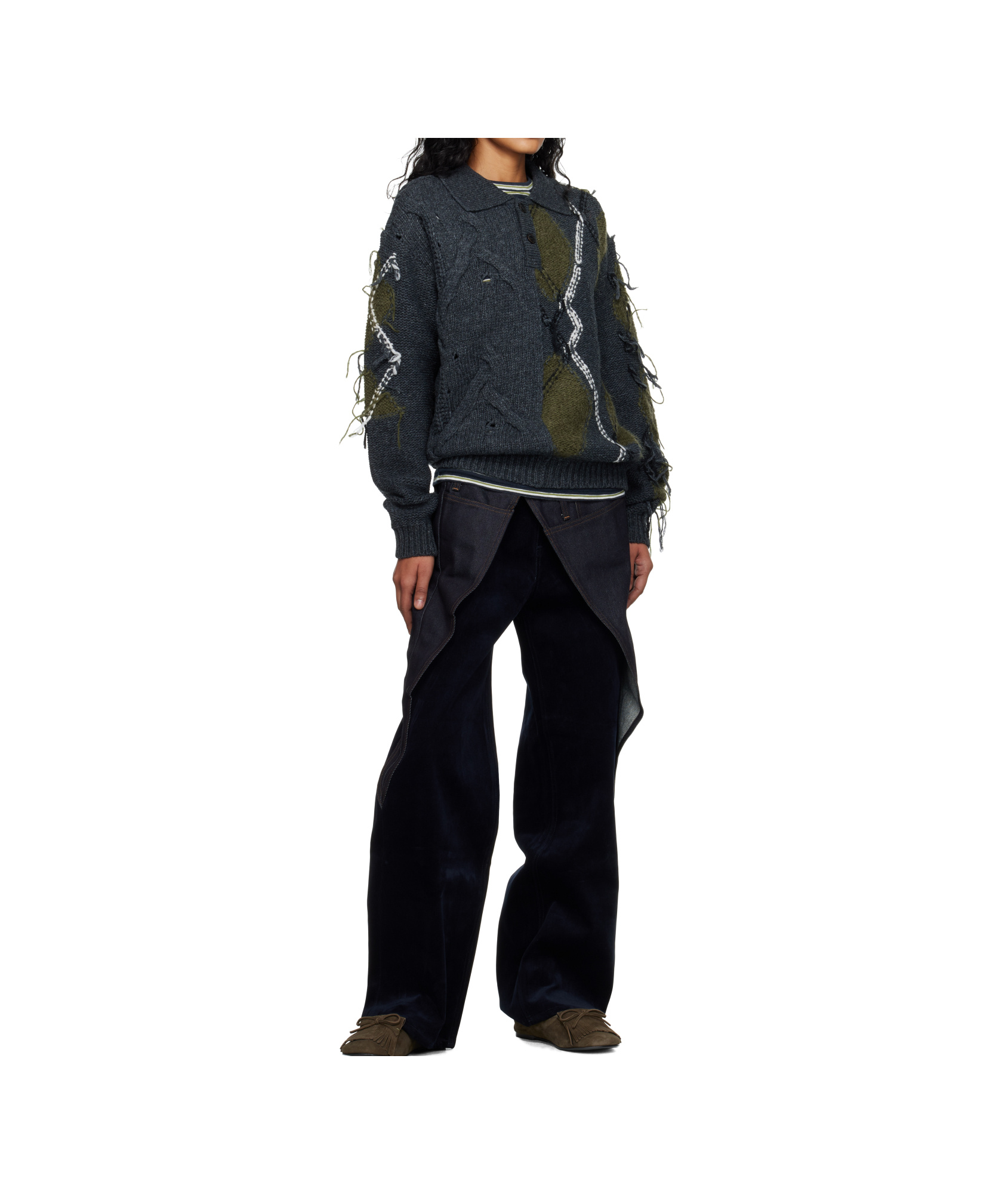 Andersson Bell Argyle Fisherman Sweater In Green