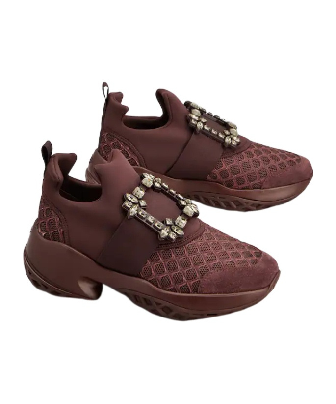 Roger Vivier Viv' Run Sneakers In Fabric In Burgundy