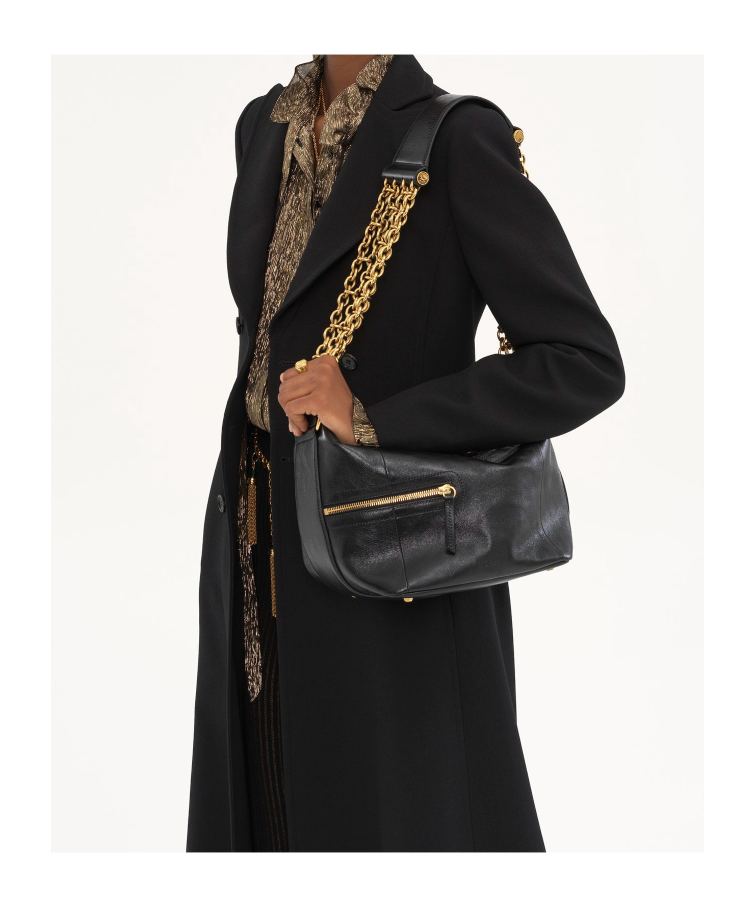 Chloé Zippered Shoulder Bag In Black