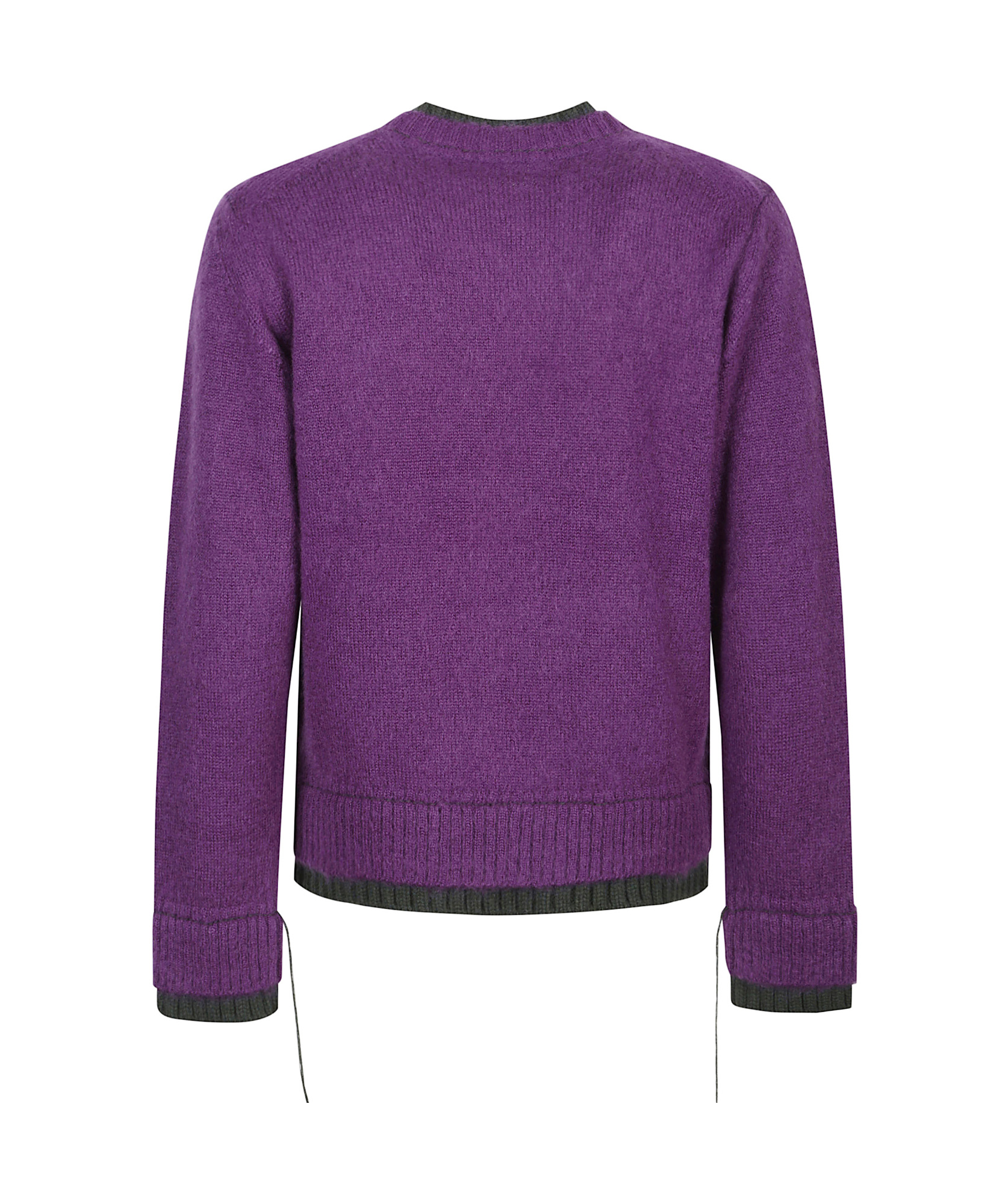 Sacai Men's Mohair Knit Layered Crewneck Sweater In Purple