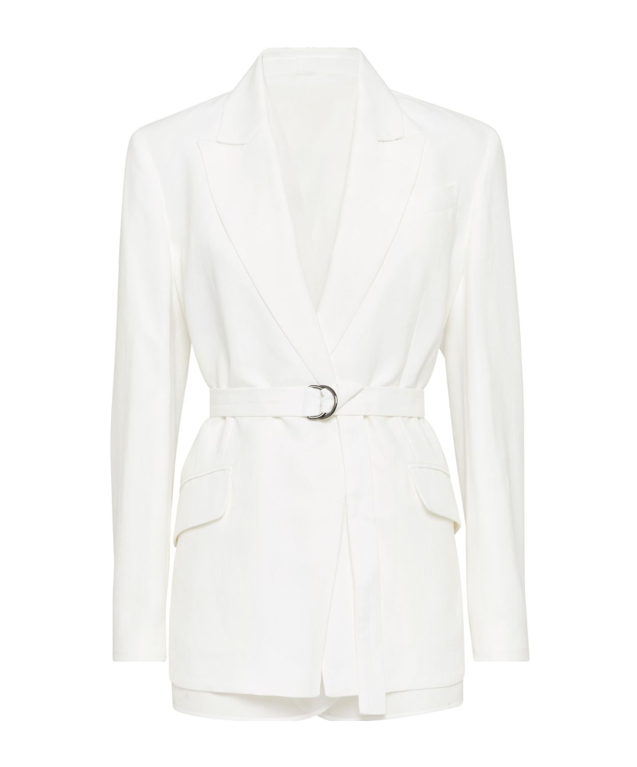 Brunello Cucinelli Women Linen Jacket With Belt And Precious Details In White