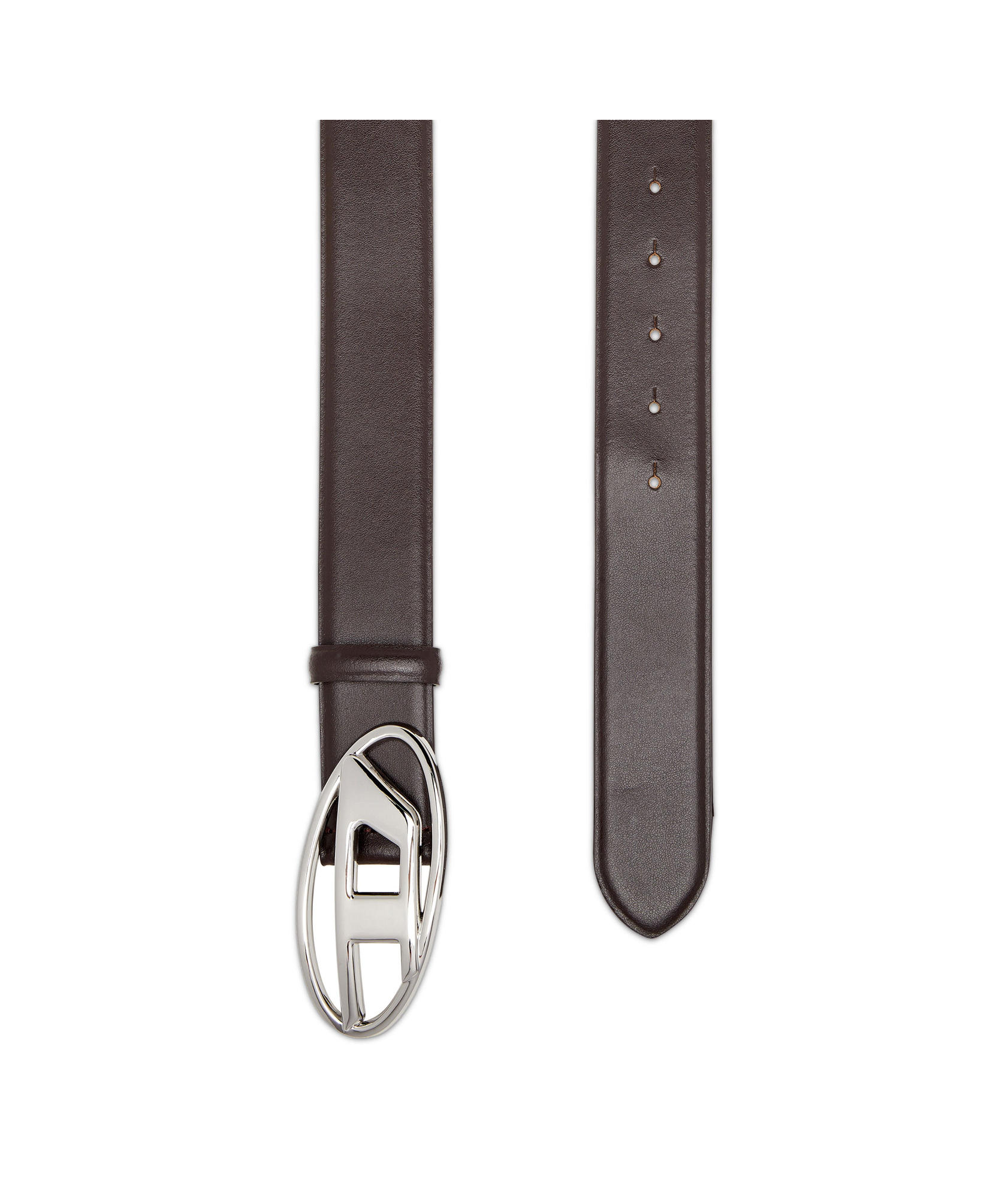 Diesel Black Belt With Oval D Logo Buckle Closure In Leather Man In Black
