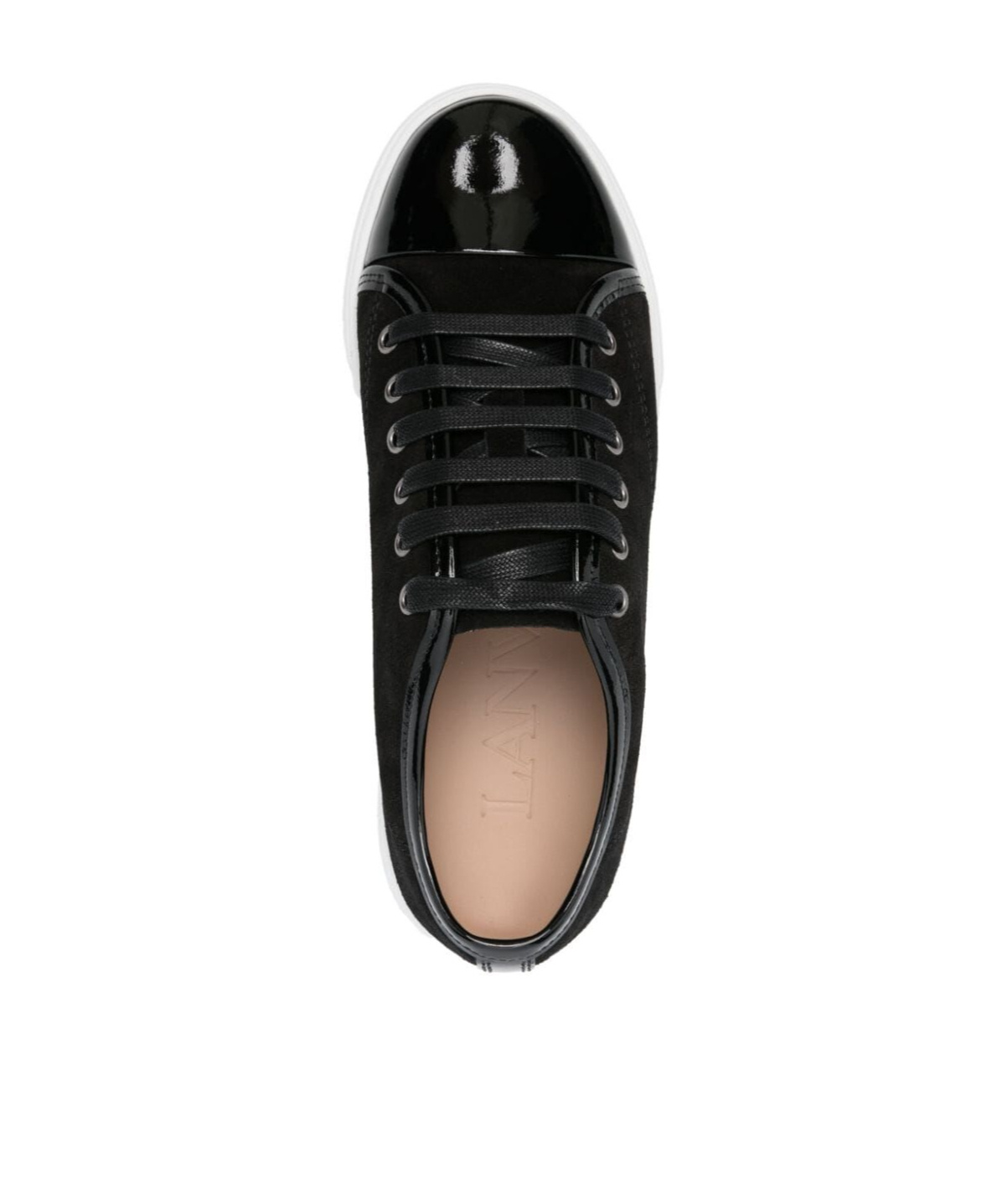 Lanvin Calf Suede Sneakers Metal Eyelet In Black