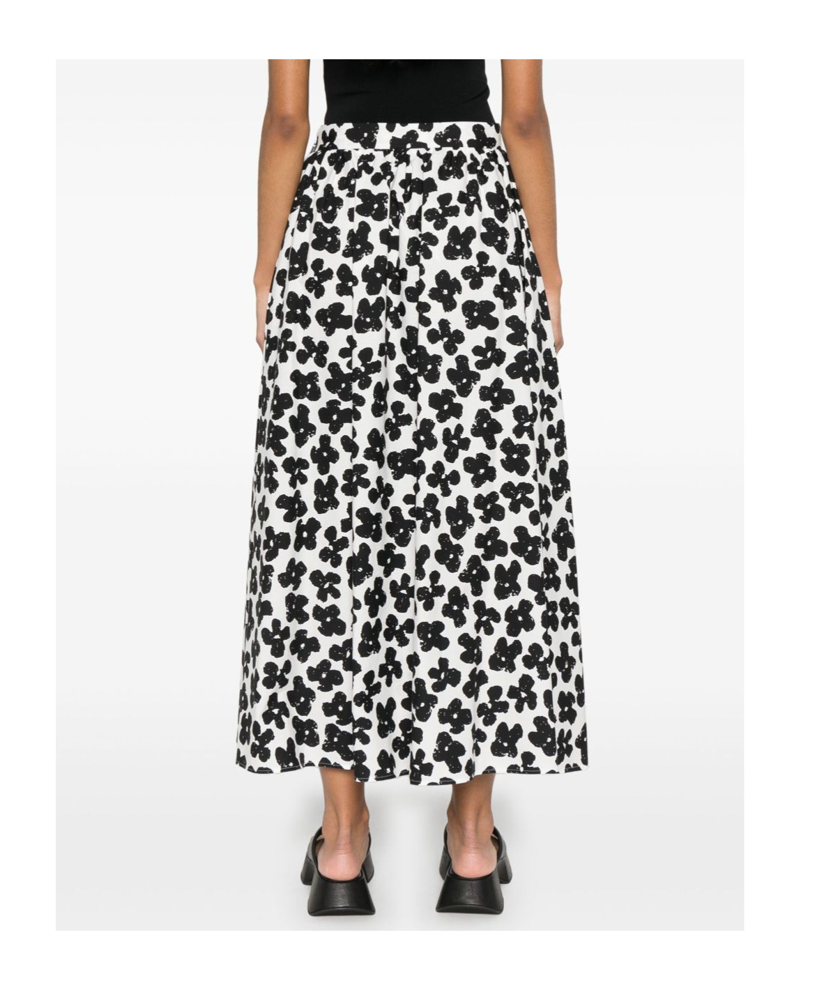 Msgm Floral-print Pleated Maxi Skirt In Black