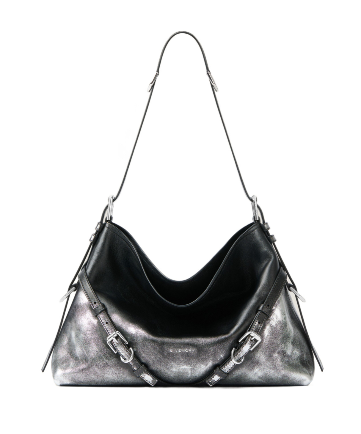 Givenchy Medium Voyou Bag In Gradient Laminated Leather In Black