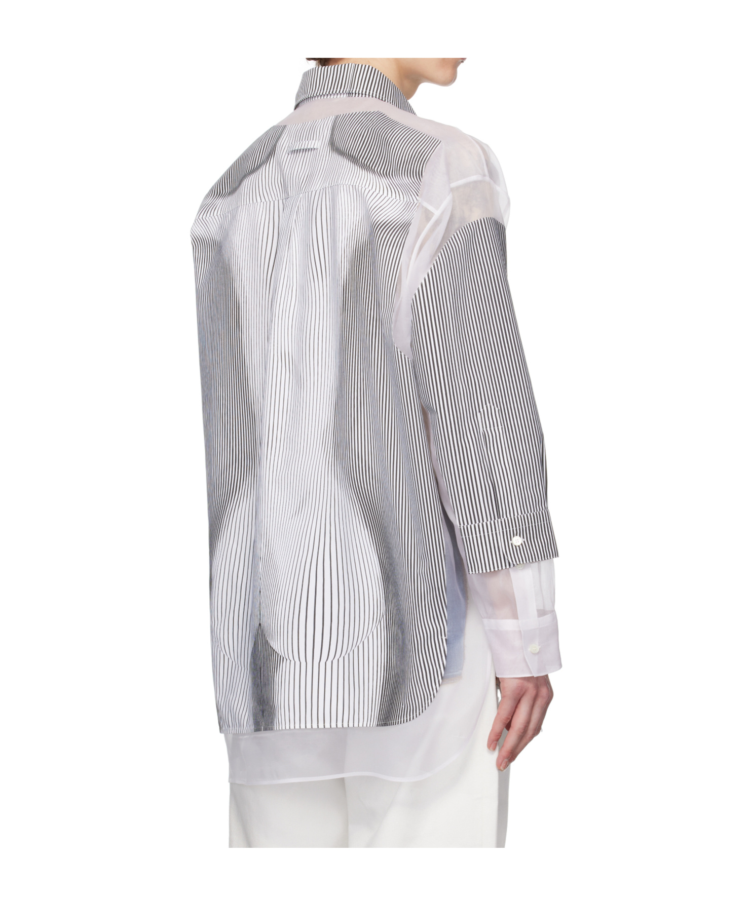 Jean Paul Gaultier Oversized Shirt In Printed Organza And Polyester In Multi
