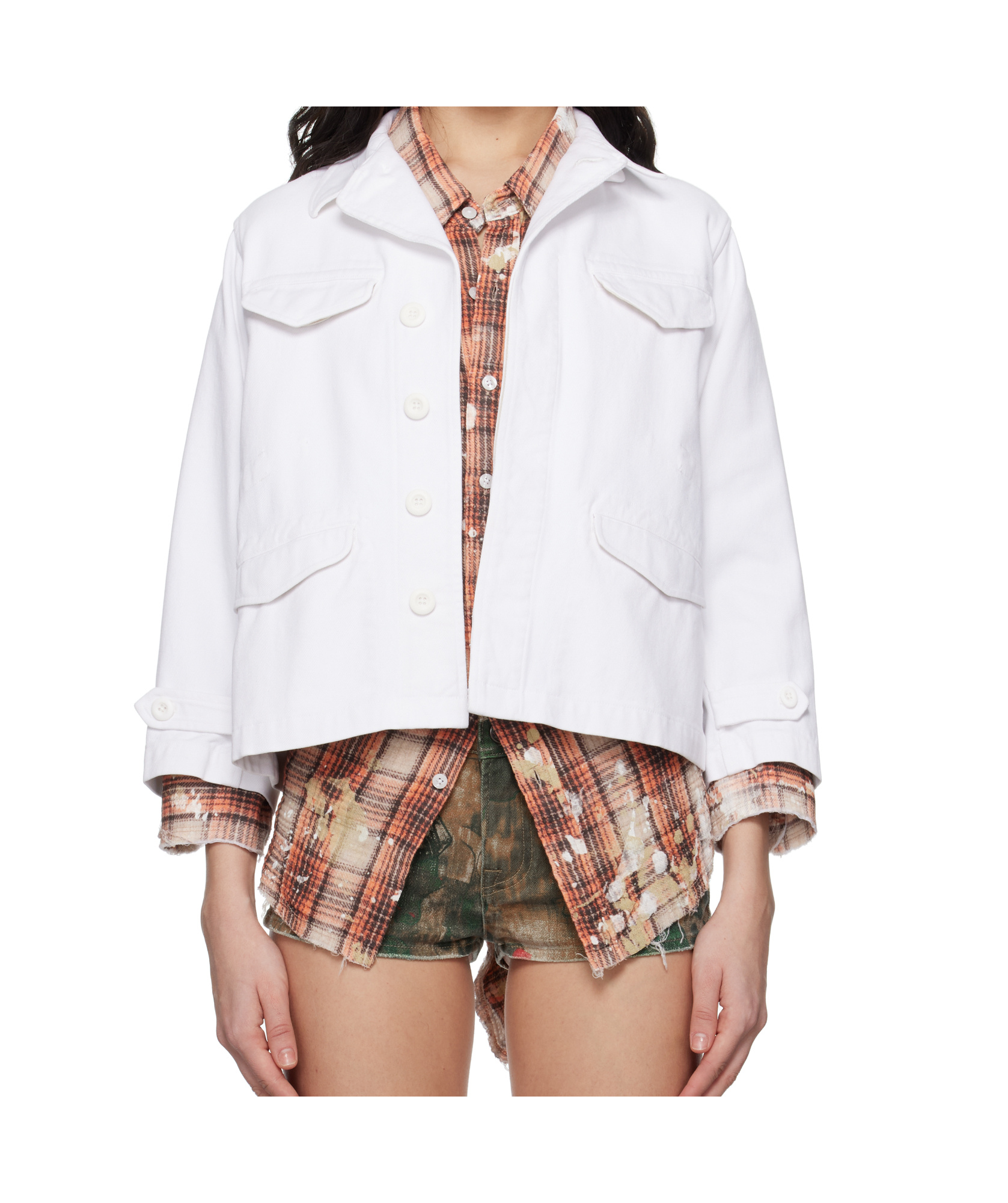 R13 Long Sleeve Denim Jacket In White