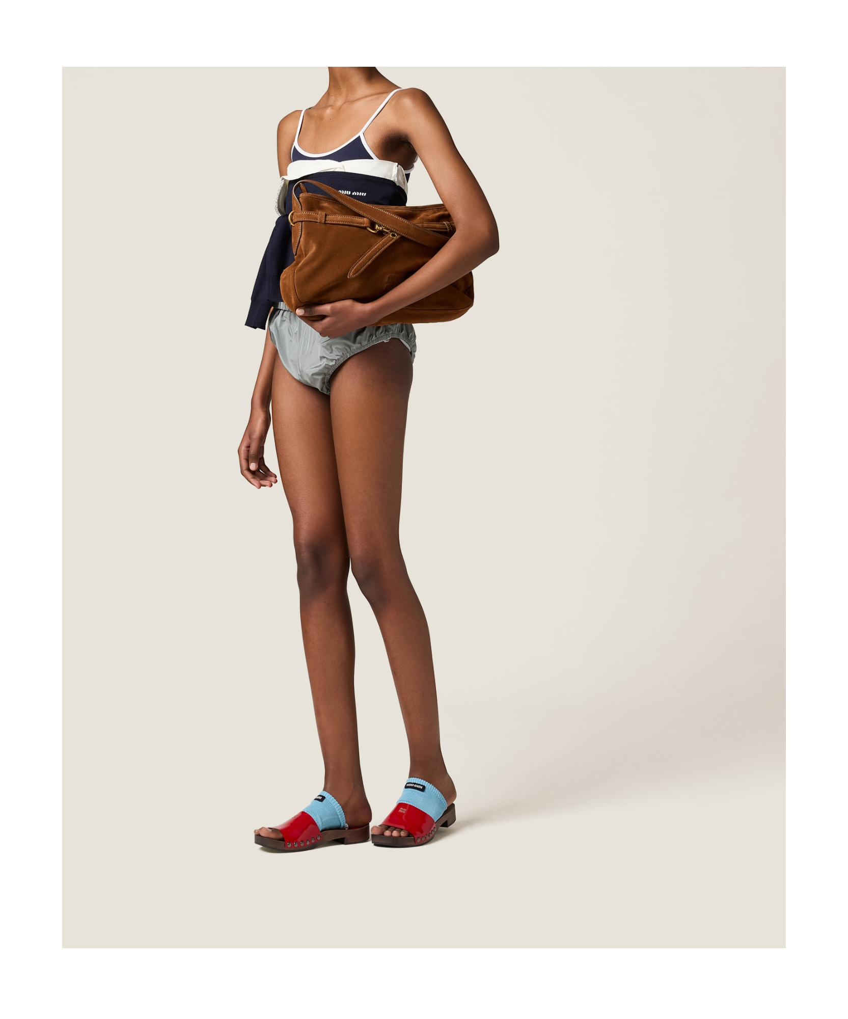Miu Miu Suede Aventure Shoulder Bag In Oak