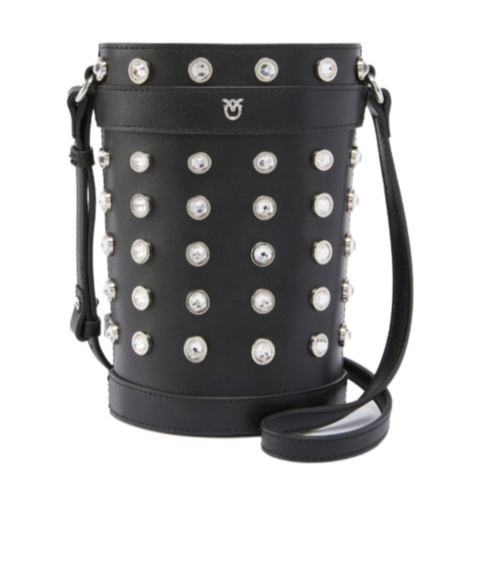 Pinko Mini Bucket Pelle Strass In Black