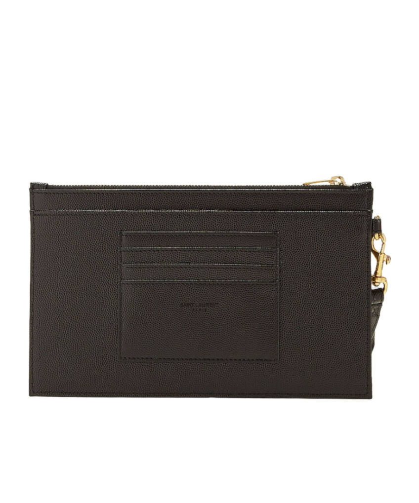 Saint Laurent Monogram Chain Quilted Clutch In Black