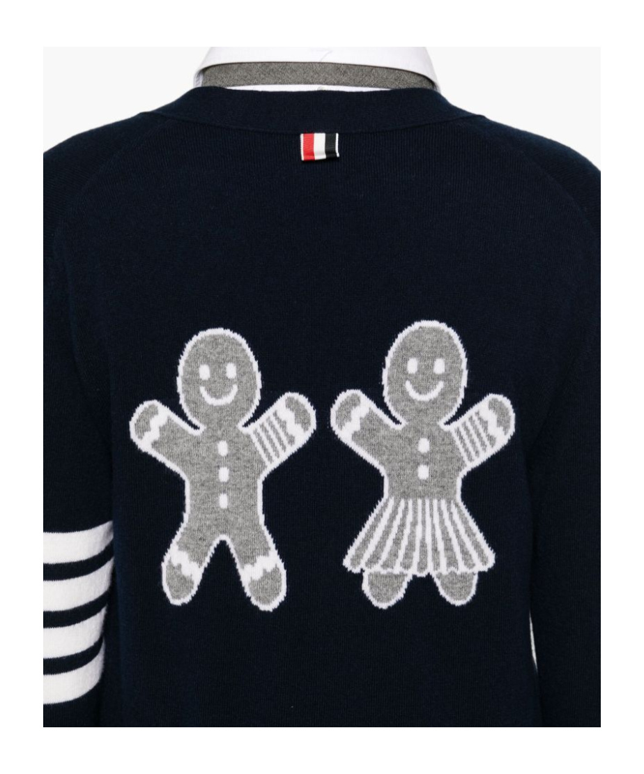 Thom Browne 4-bar Stripes Cashmere Cardigan In Black