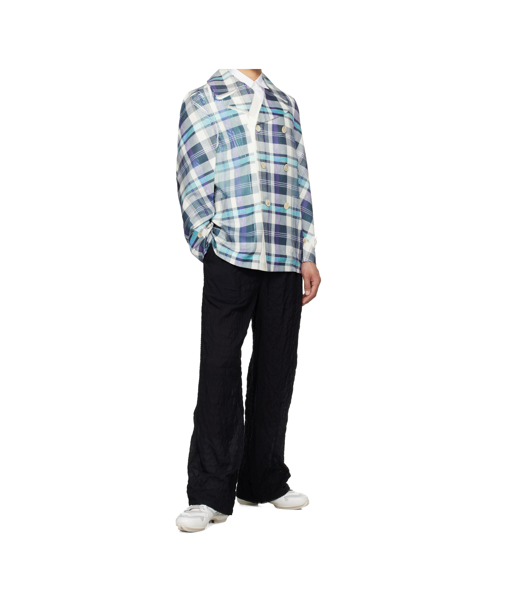Comme Des Garçons Twill Garment Printed Blazer In Blue