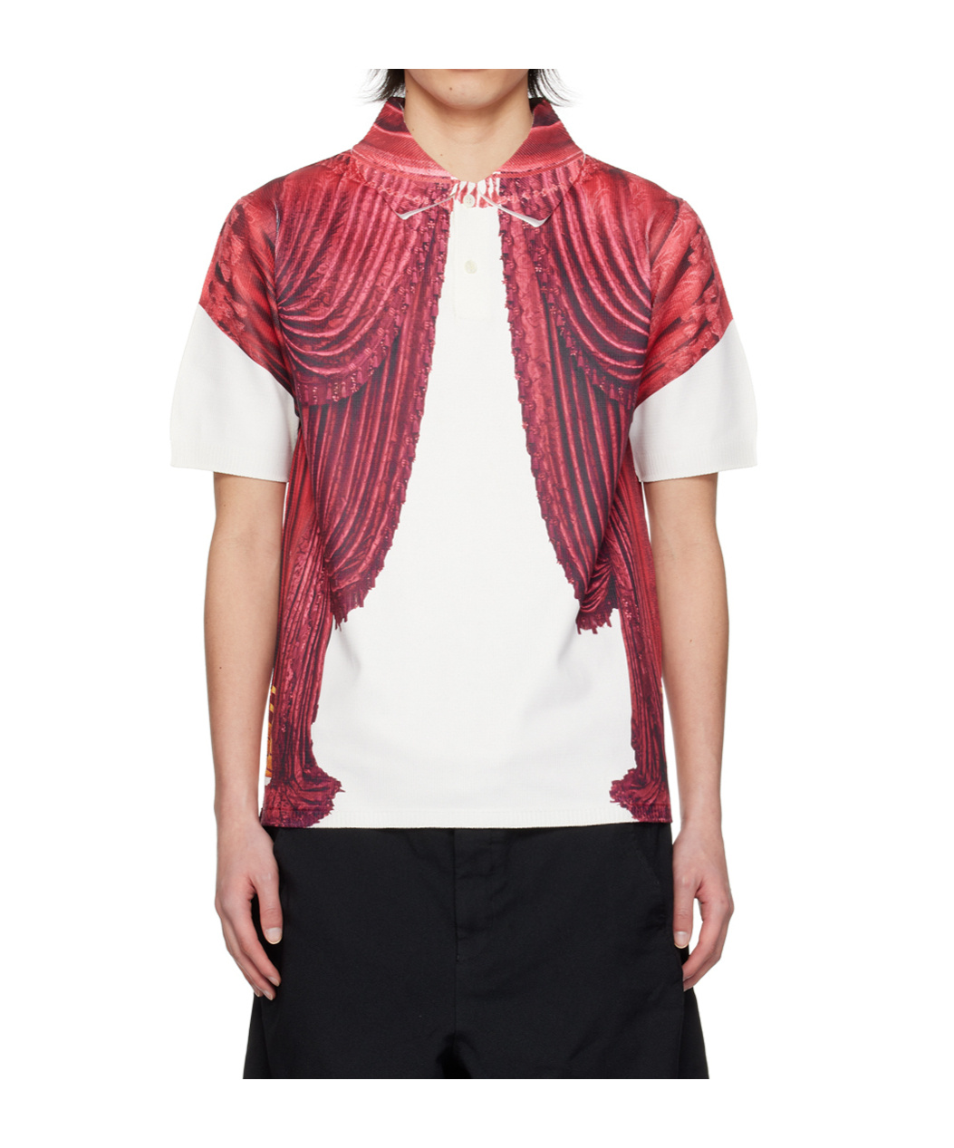 Comme Des Garçons Printed Short-sleeved Polo Shirt In Burgundy