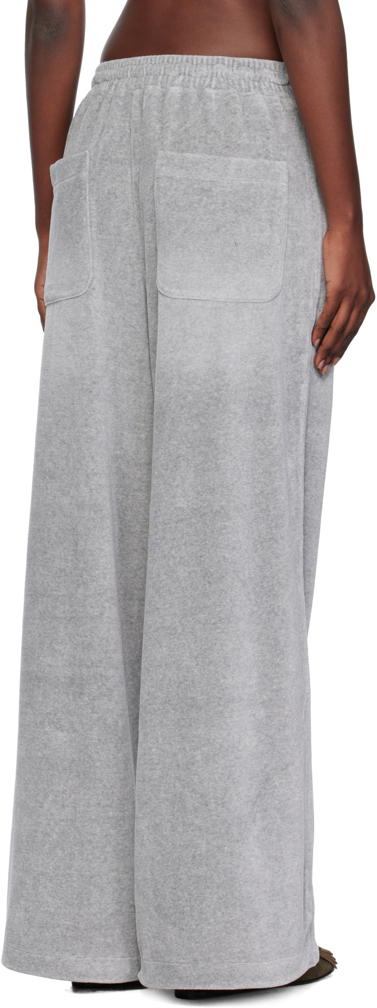 Open Yy Velvet Wide-leg Casual Pants In Gray