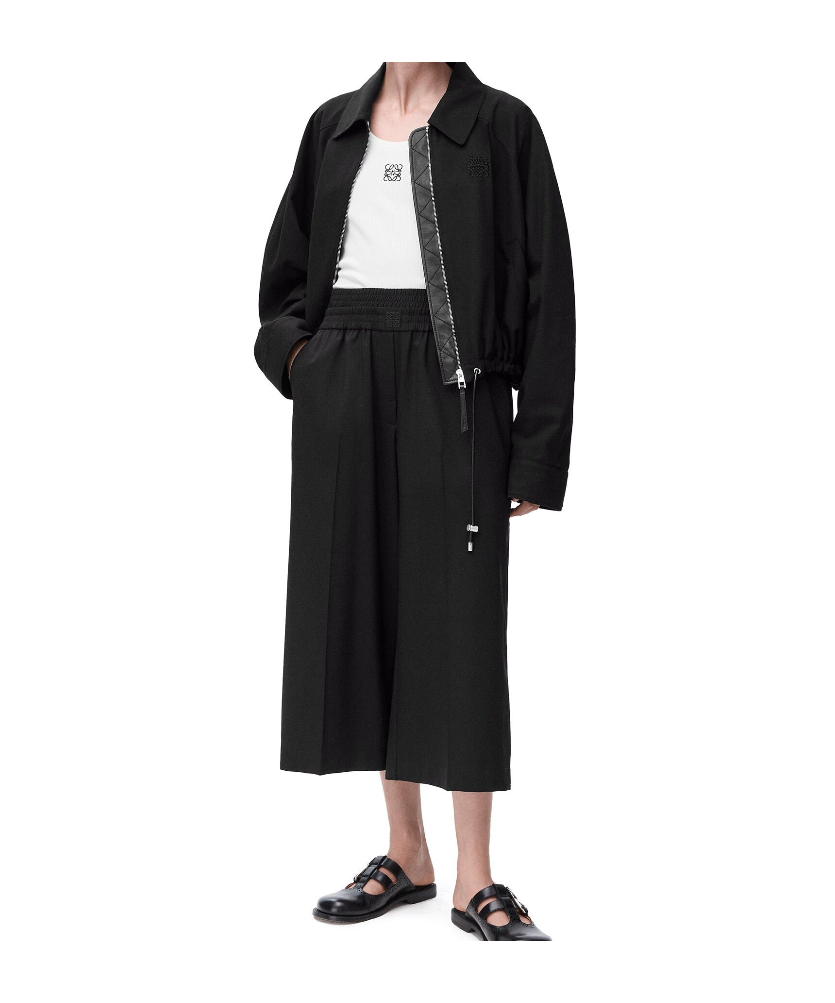 Loewe Womens Balloon Drawstring-hem Wool-blend Jacket Black In Black