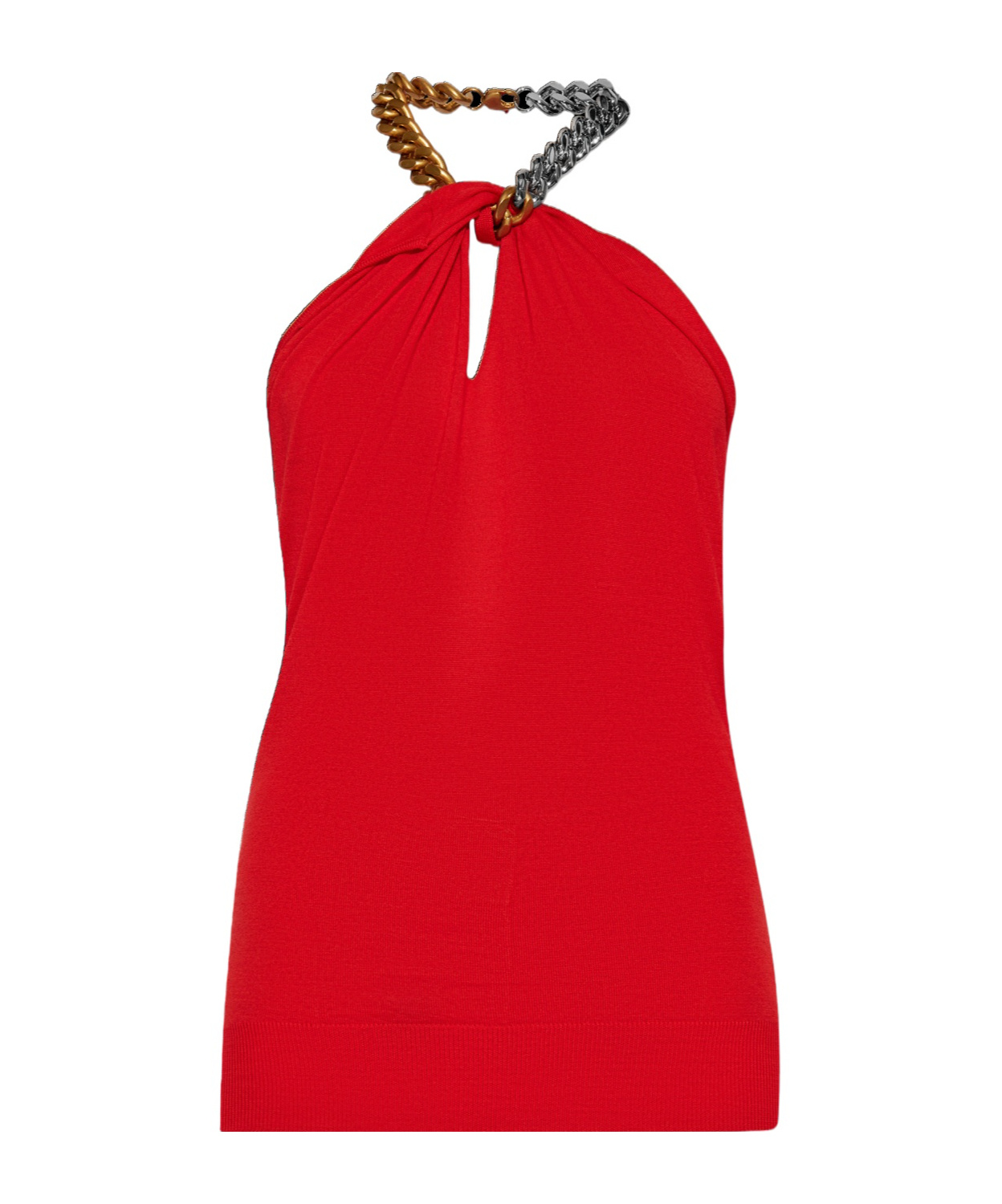 Stella Mccartney Chain-strap Fine-knit Top In Red