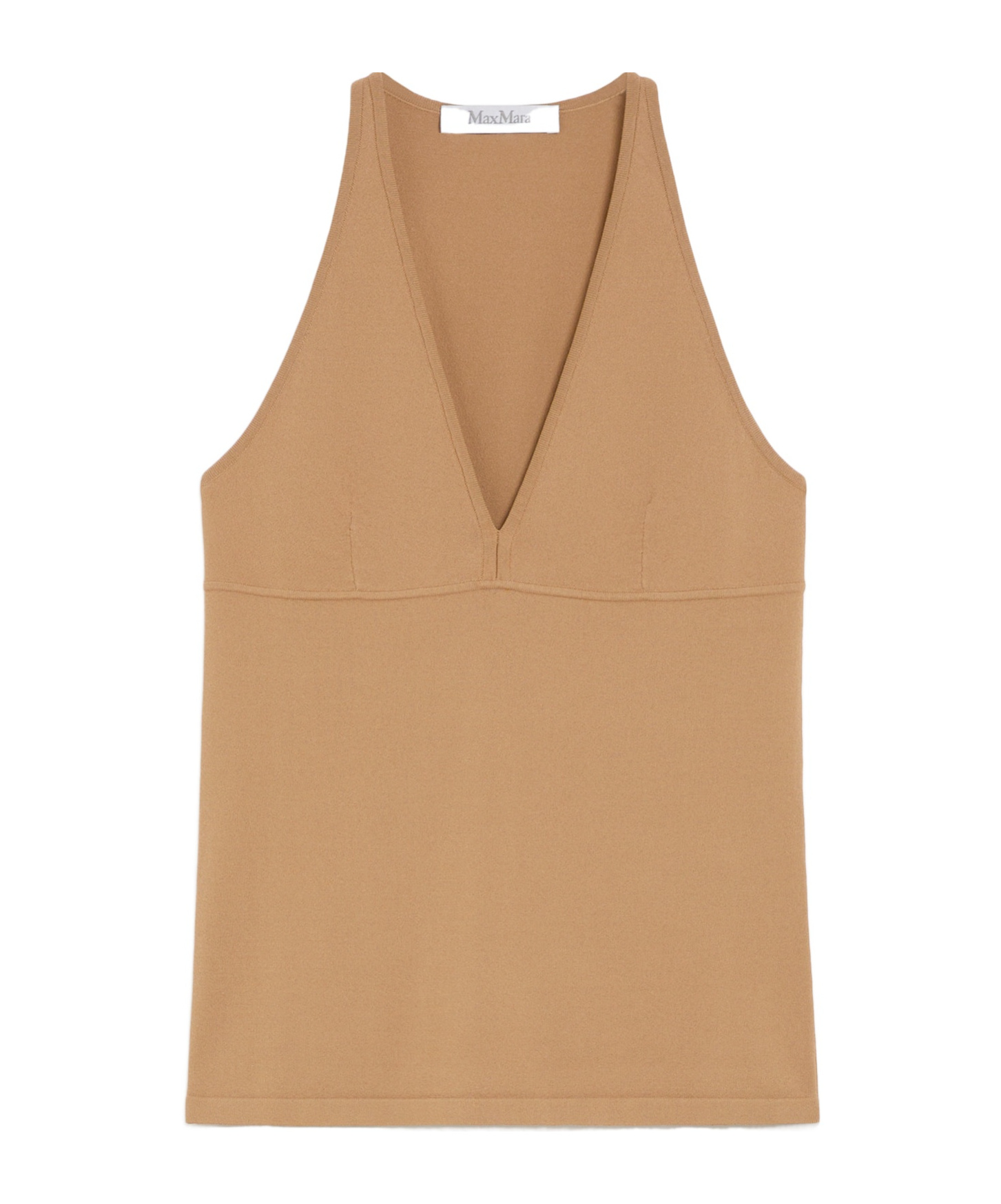 Max Mara Fitted Top With Deep V-neckline In Nude