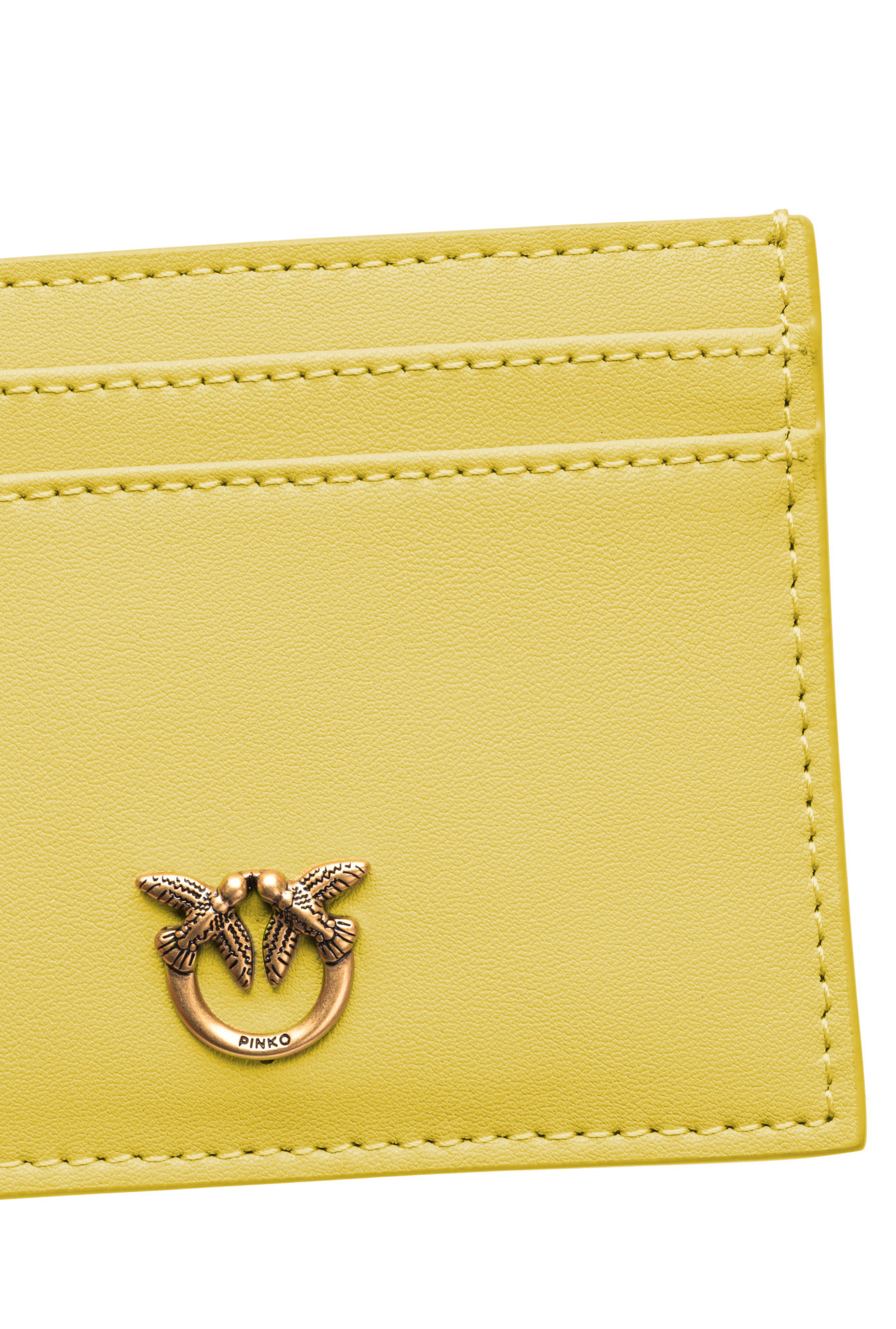 Shop Pinko Leather Cardholder In Citron Yellow
