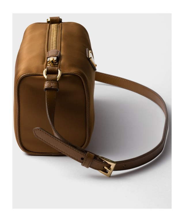 Prada Re-nylon Top-zip Shoulder Bag In Brandy