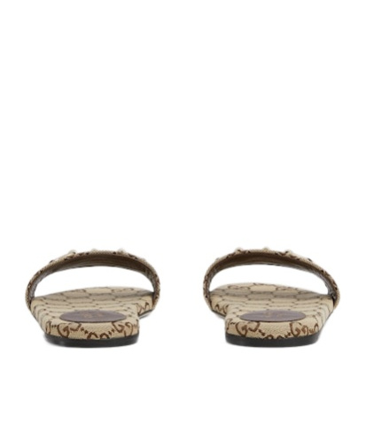 Gucci Women Gg Canvas Flat Sandals In Neutral