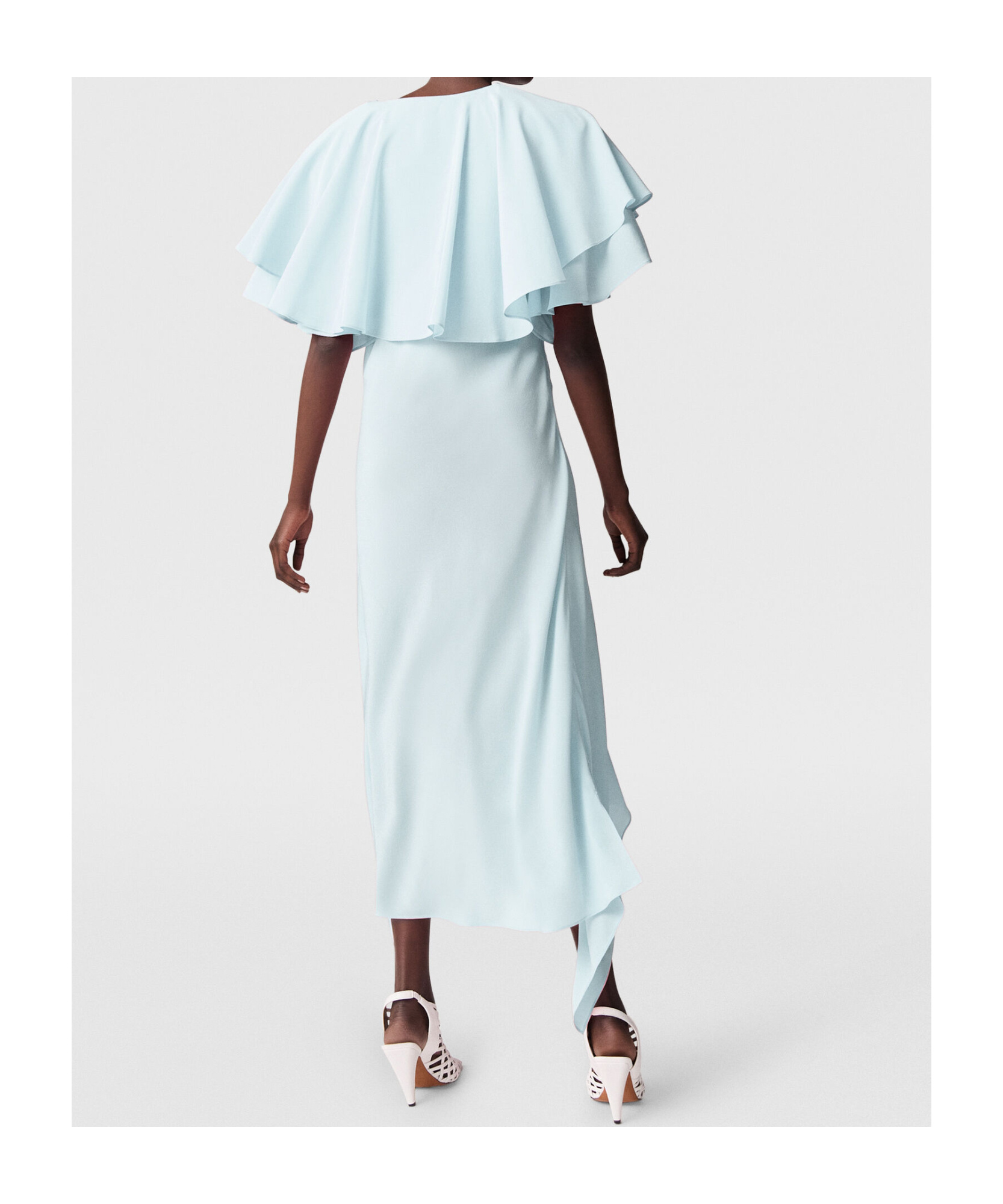 Stella Mccartney Womens Water Lily Draped Layered Silk Midi Dress In Blue