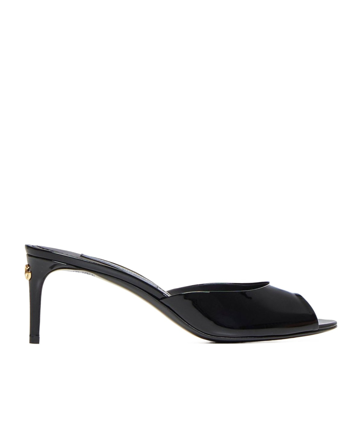 Dolce & Gabbana Patent Leather Open Toe Mules Heel 7 Cm In Black