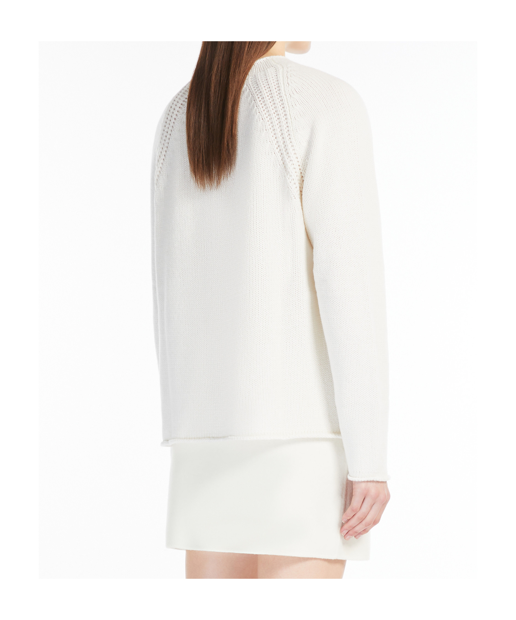 Max Mara Long-sleeved Cashmere Sweater In White