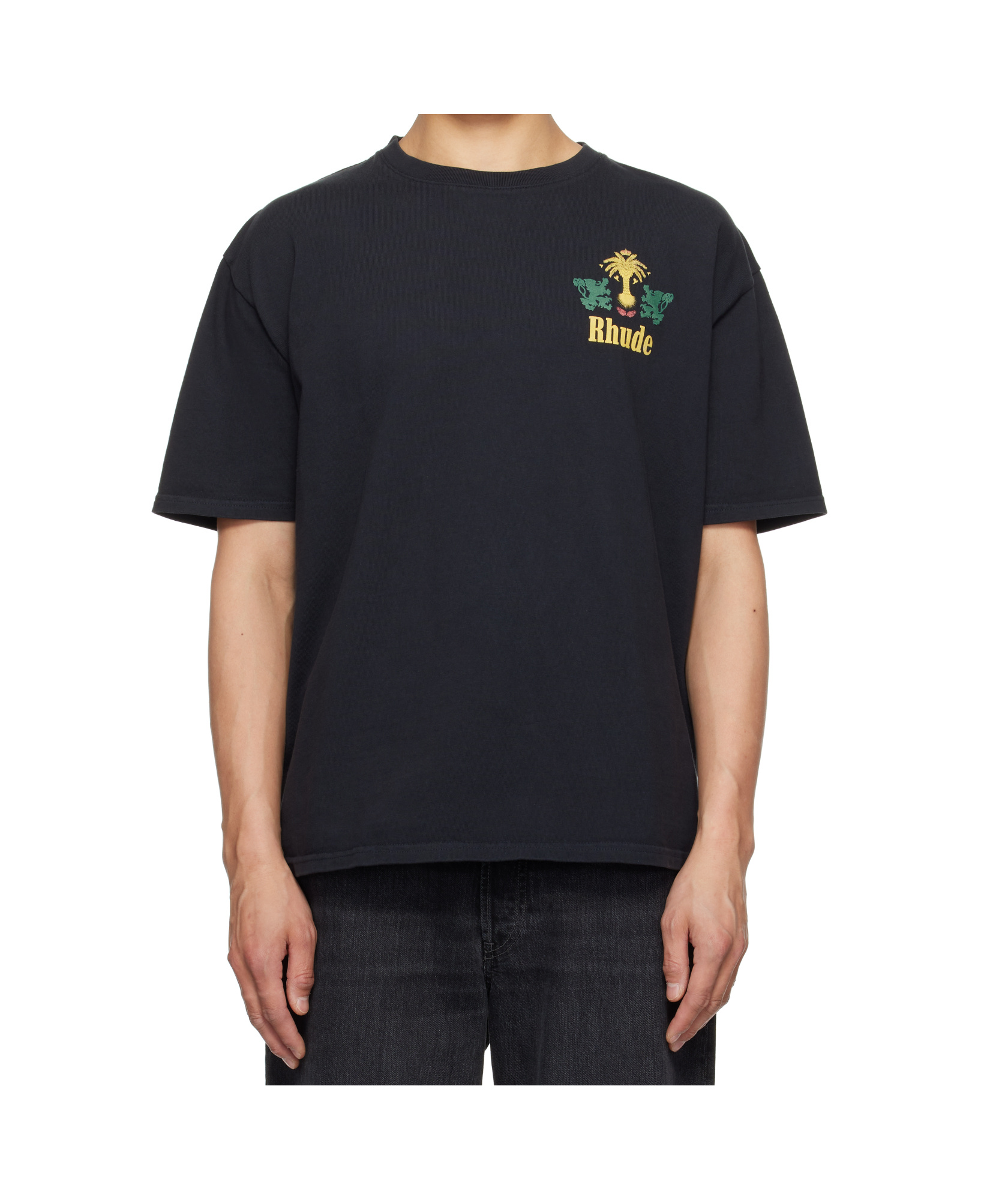Rhude Tobacco Logo-print Cotton-jersey T-shirt In Black