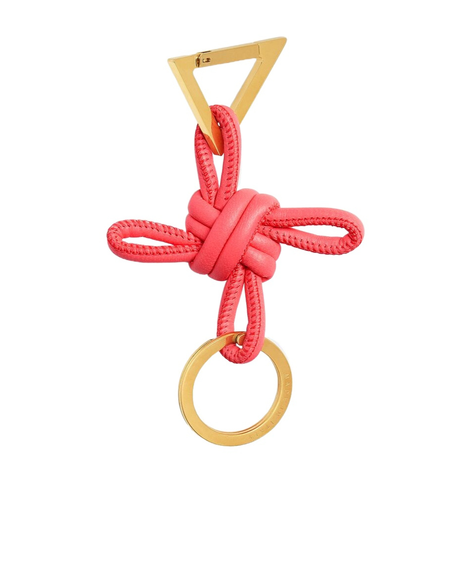 Bottega Veneta Woven Pattern Key Ring In Pink