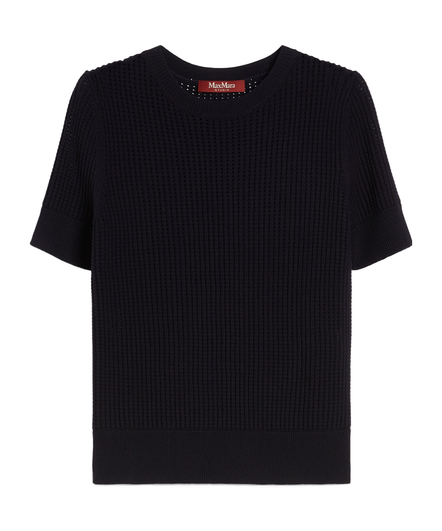 Max Mara Round-collar Short-sleeve Sweater In Black