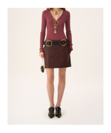Chloé Straight Mini Skirt In Burgundy
