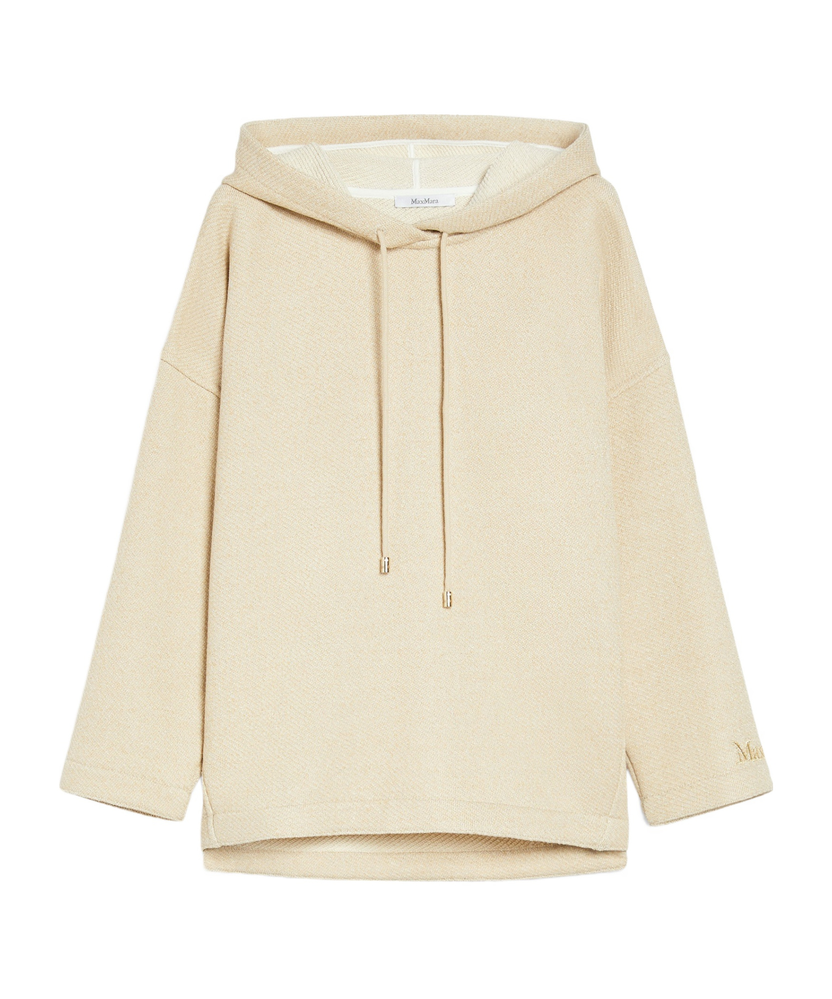 Max Mara Wool And Cashmere Knit Hoodie With Dropped Shoulder In Nude