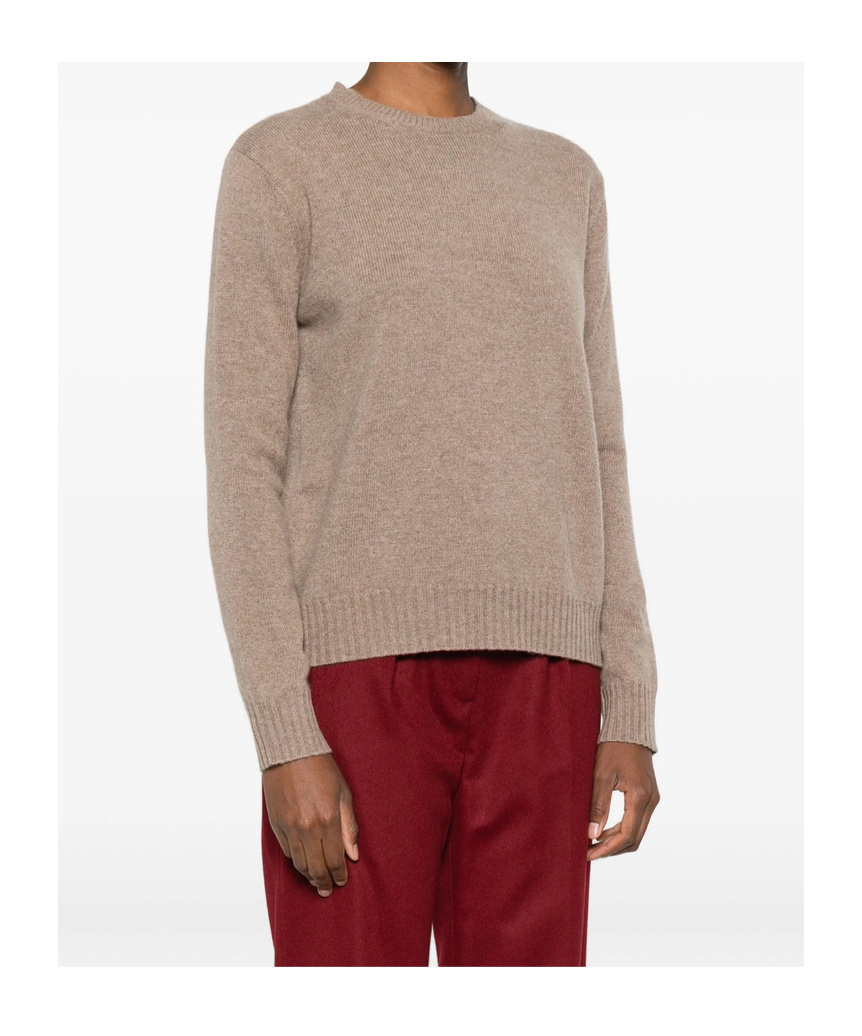 Max Mara Round-neck Wool Sweater In Neutral