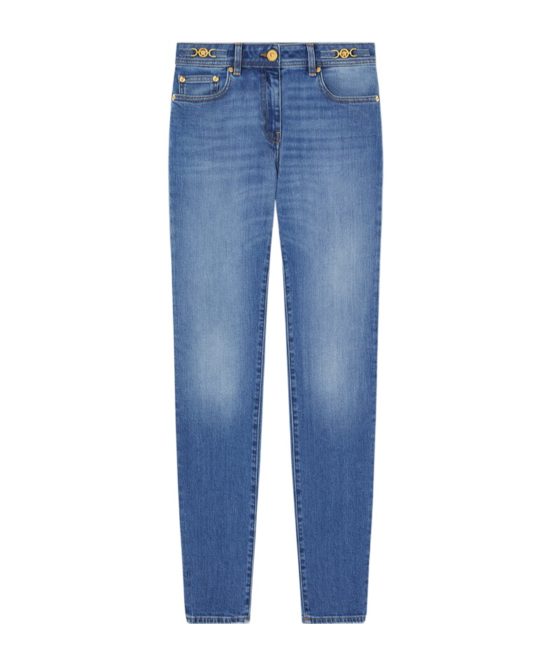 Versace Belt-loop Jeans In Blue
