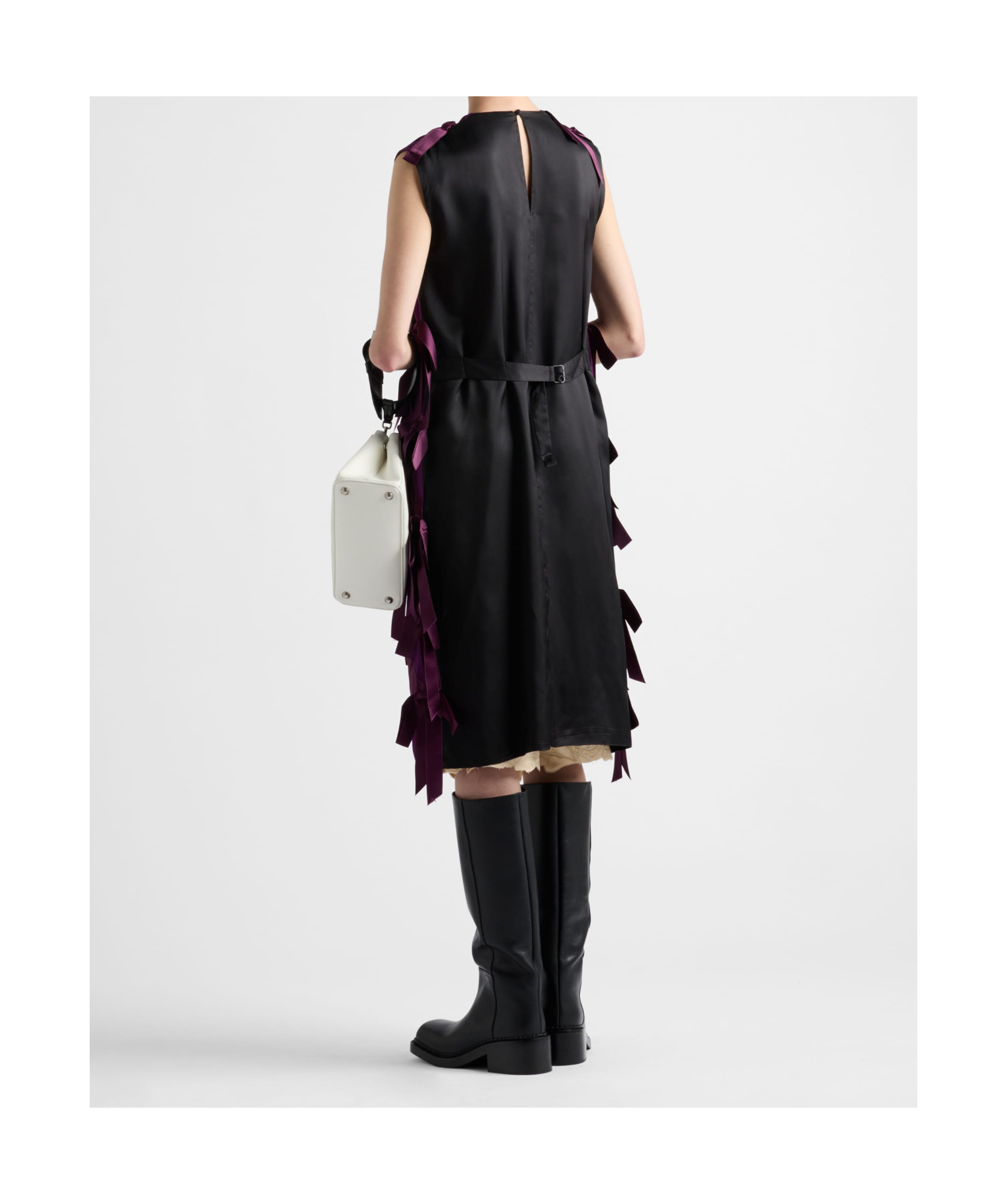 Prada Sablé Dress With Bows In Purple