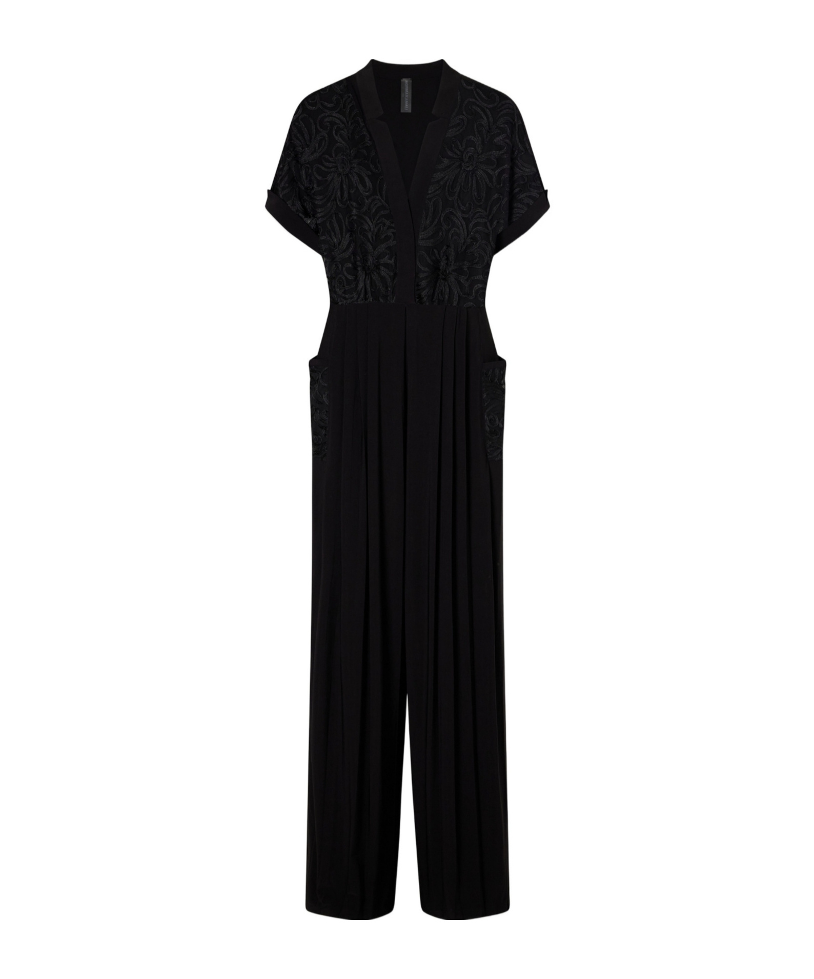 Norma Kamali Embroidered Velvet Jumpsuit In Black