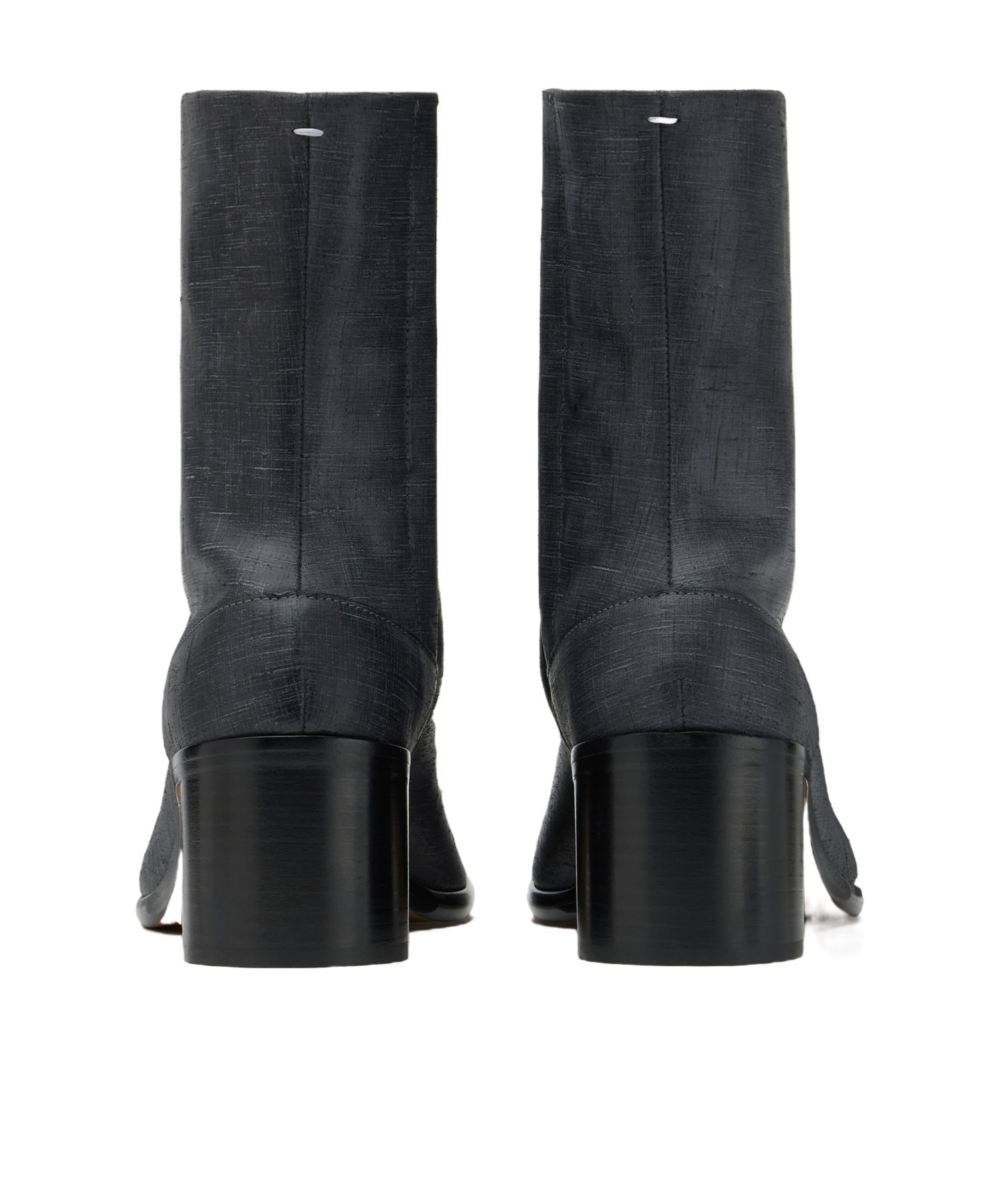 Maison Margiela Black Leather Tabi Ankle Boots In Black