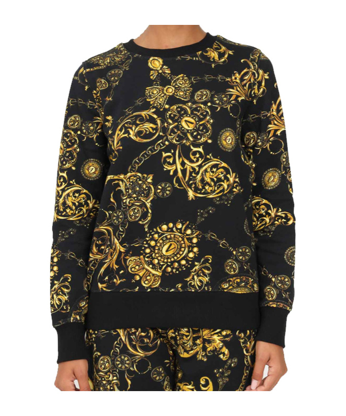 Versace Baroque-pattern Long-sleeve Sweatshirt In Black