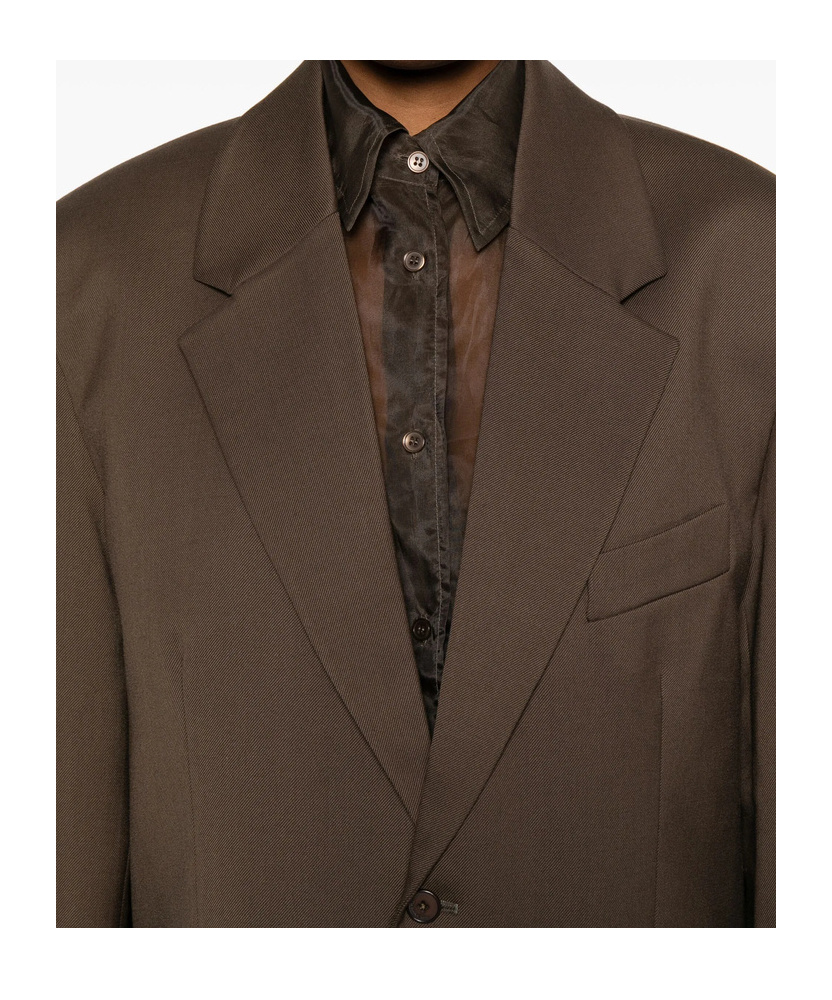 The Frankie Shop Long-sleeved Suit Jacket In Brown