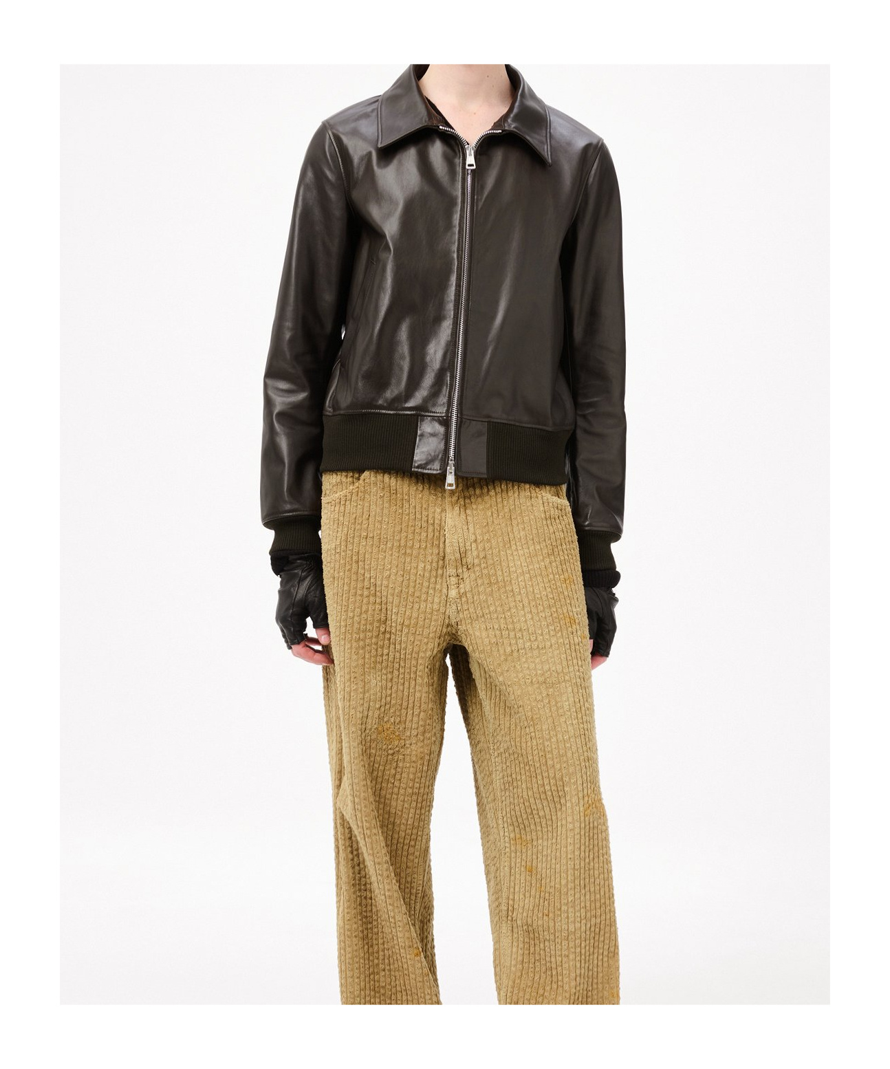 Our Legacy Pharos Leather Bomber Jacket With Removable Genuine Shearling Collar In Black