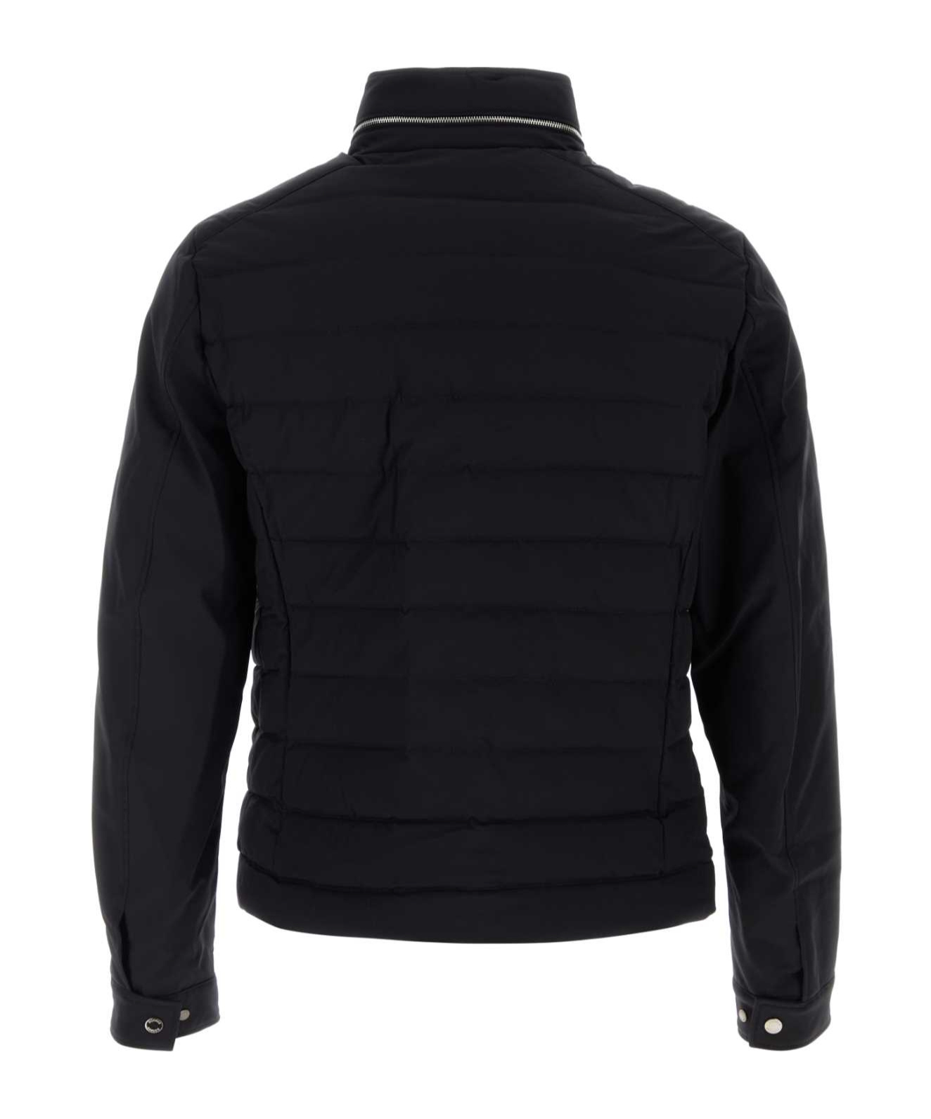 Moorer Quilted High Collar Down Jacket With Zip Pockets In Darkblu