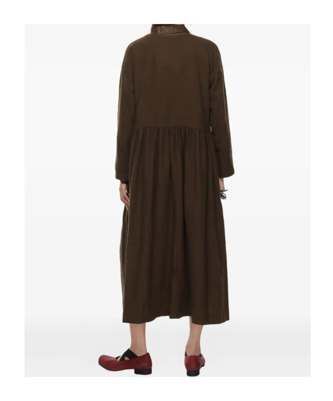 Uma Wang Alexa Long-sleeve Midi Dress In Brown